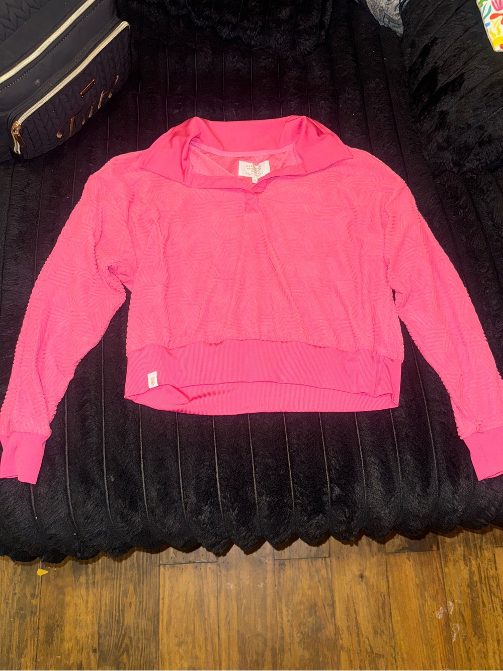 Simply Southern Women’s Small Pink Textured Pullover